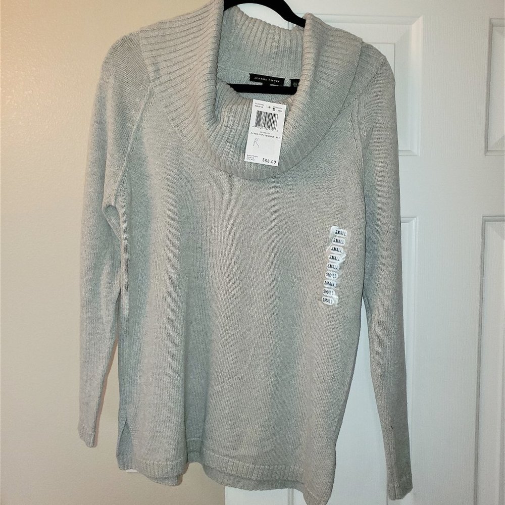 NWT Jean Pierre Gray Cowl Neck Knit Sweater, Small